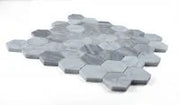 Hexagon Mix Grey 2x2 Honed Marble Mosaic