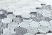Hexagon Mix Grey 2x2 Honed Marble Mosaic