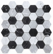 Hexagon Moonlight 2x2 Marble Mosaic