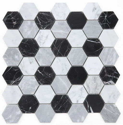 Hexagon Moonlight 2x2 Marble Mosaic