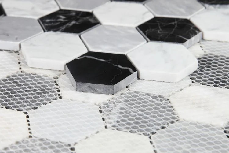 Hexagon Moonlight 2x2 Marble Mosaic