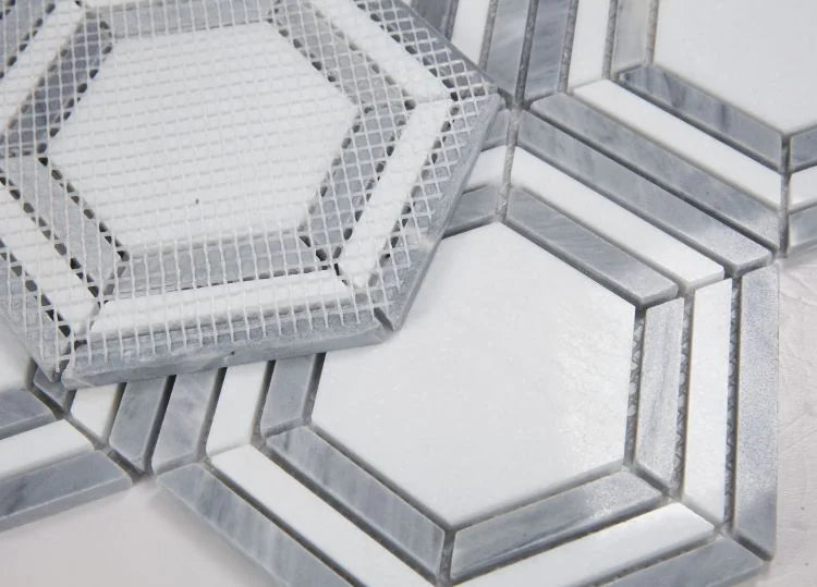 Nancy Blue 10.75x12.25 Hexagon Marble Mosaic