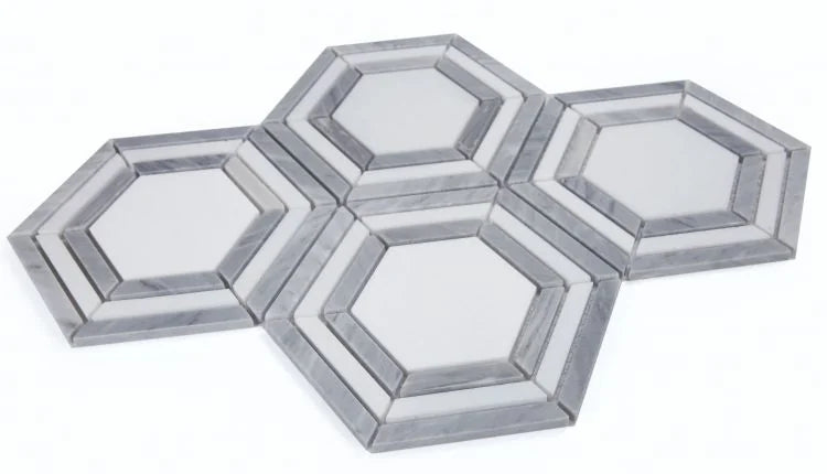 Nancy Blue 10.75x12.25 Hexagon Marble Mosaic
