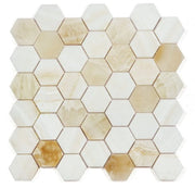 Hexagon Onyx Ivory 2x2 Honed Mosaic