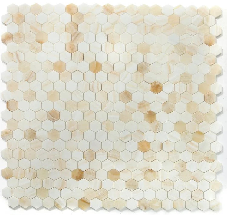 Hexagon Onyx Ivory 2x2 Honed Mosaic