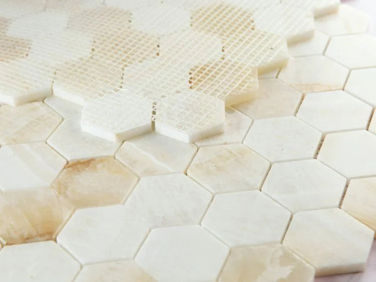 Hexagon Onyx Ivory 2x2 Honed Mosaic