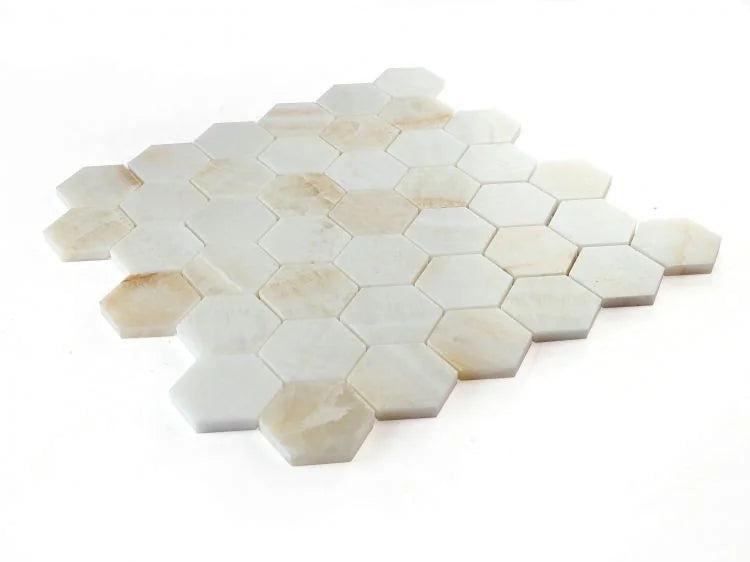 Hexagon Onyx Ivory 2x2 Honed Mosaic