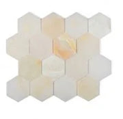 Hexagon White 3x3 Polished Onyx Mosaic