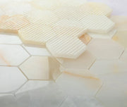 Hexagon White 3x3 Polished Onyx Mosaic