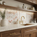 Hexagon Rose 2x2 Polished Marble Mosaic — Kitchen backsplash