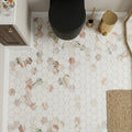 Hexagon Rose 2x2 Polished Marble Mosaic — Powder Room floor