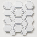 Hexagon Royal Sky 3.5x3.5 Polished Marble Mosaic close-up
