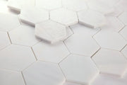 Hexagon Snow White 3x3 Honed Marble Mosaic