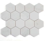 Hexagon Snow White 3x3 Honed Marble Mosaic