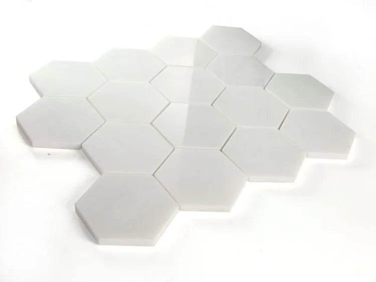 Hexagon Snow White 3x3 Polished Marble Mosaic