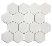Hexagon Snow White 3x3 Polished Marble Mosaic