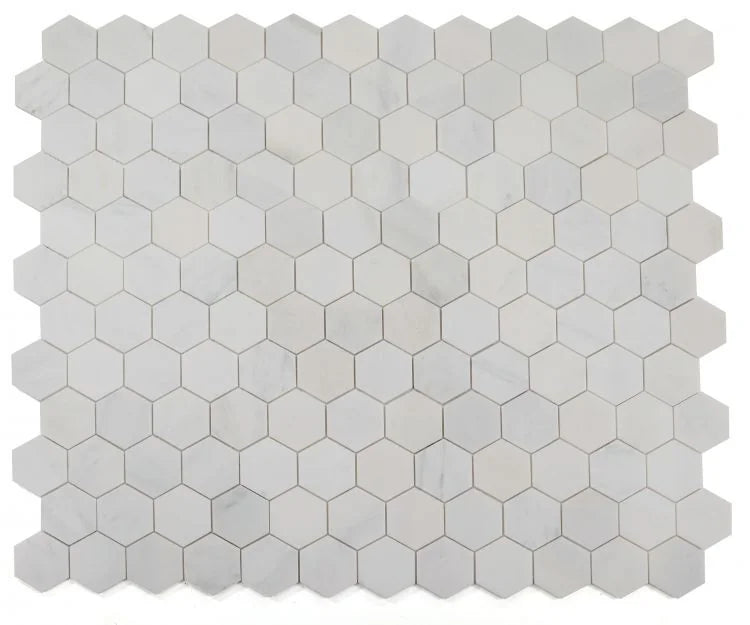 Hexagon Snow White 3x3 Polished Marble Mosaic