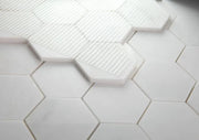 Hexagon Snow White 3x3 Polished Marble Mosaic
