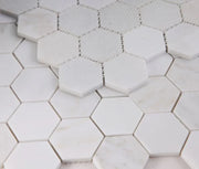 Hexagon Snow White 2x2 Polished Marble Mosaic