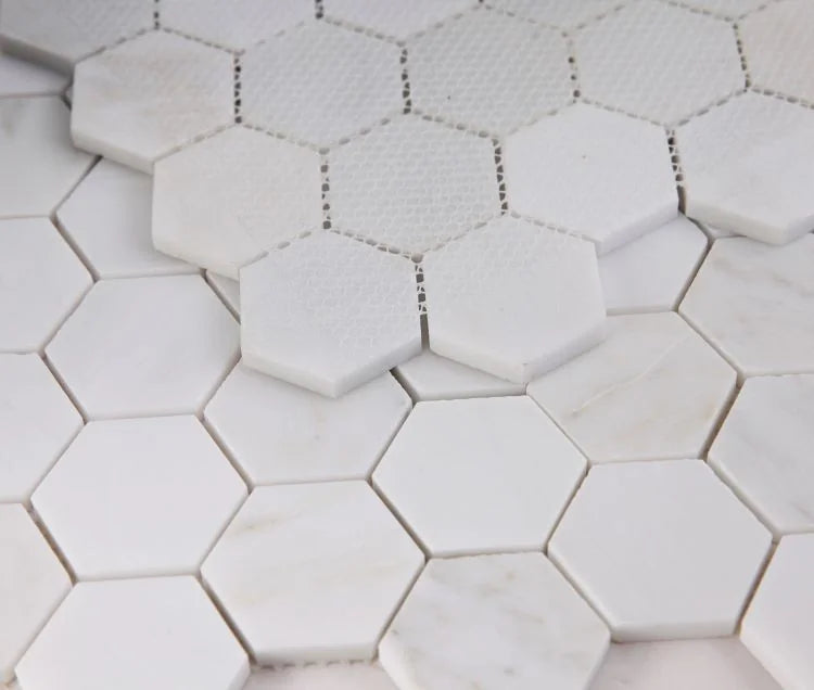 Hexagon Snow White 2x2 Polished Marble Mosaic