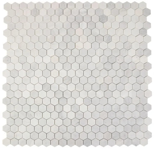 Hexagon Snow White 2x2 Polished Marble Mosaic