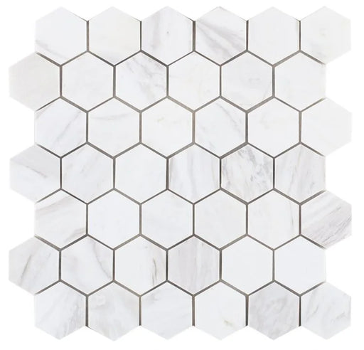 Hexagon White 2x2 Marble Mosaic