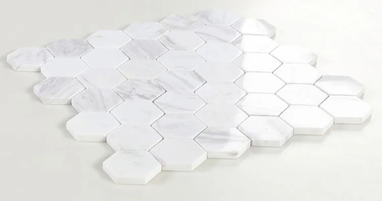 Hexagon White 2x2 Marble Mosaic