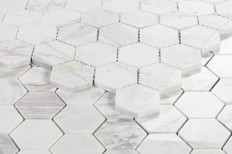 Hexagon White 2x2 Marble Mosaic