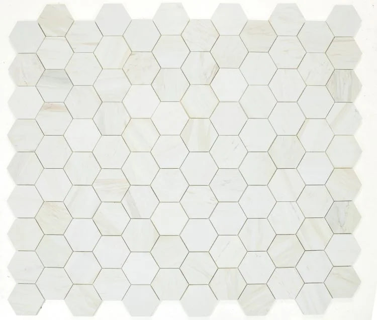 Hexagon Wooden White 4x4 Honed Wood Grain Mosaic