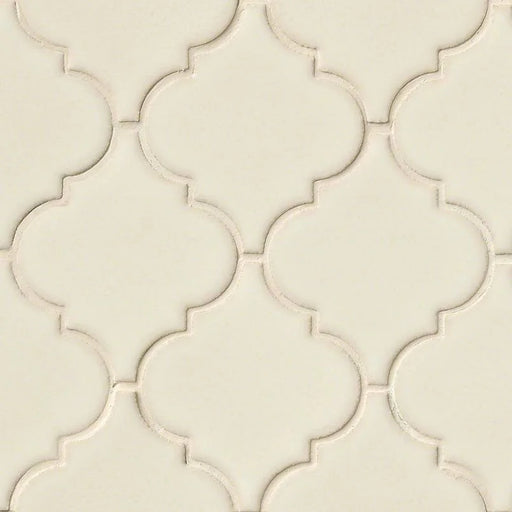 Highland Park Antique White Arabesque Glossy Ceramic Mosaic Tile