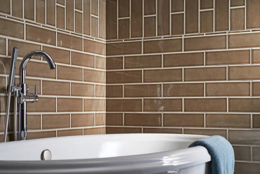 Highland Park Artisan Taupe 5/8x6 Quarter Round Molding Glossy Ceramic Tile Trim