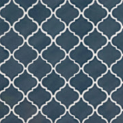 Highland Park Bay Blue Arabesque Pattern Glossy Ceramic Mosaic Tile