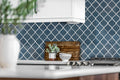 Highland Park Bay Blue Arabesque Pattern Glossy Ceramic Mosaic Tile