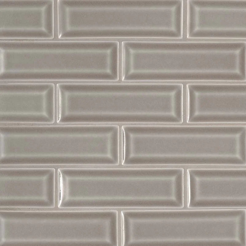 Highland Park Dove Gray 2x6 Beveled Glossy Ceramic Subway Tile