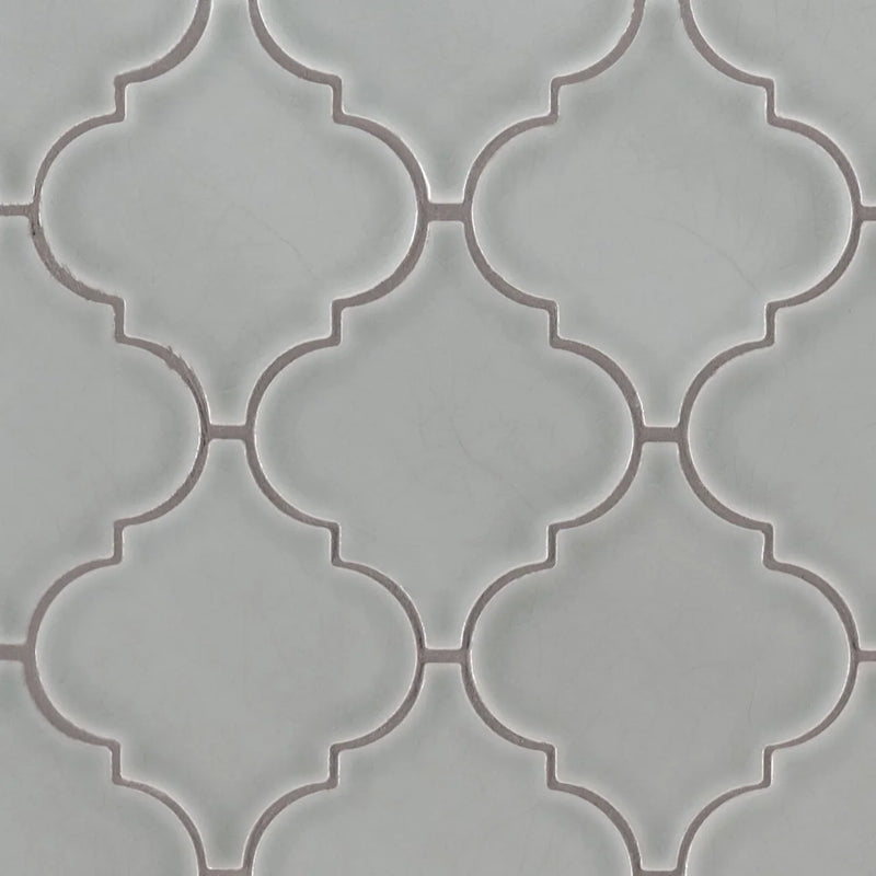 Highland Park Morning Fog Arabesque Glossy Ceramic Mosaic Tile