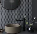 Hulu Black 1x1 Penny Round Matte Porcelain Mosaic