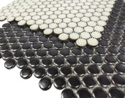 Hulu Black 1x1 Penny Round Matte Porcelain Mosaic