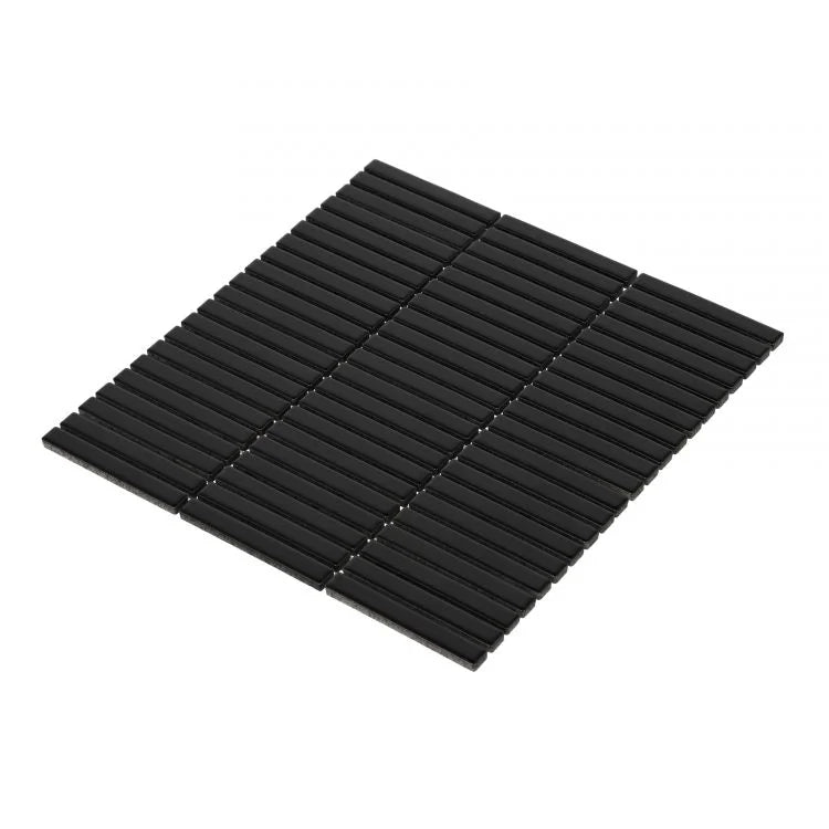 Hulu Black Band 11.25x12 Linear Matte Porcelain Mosaic