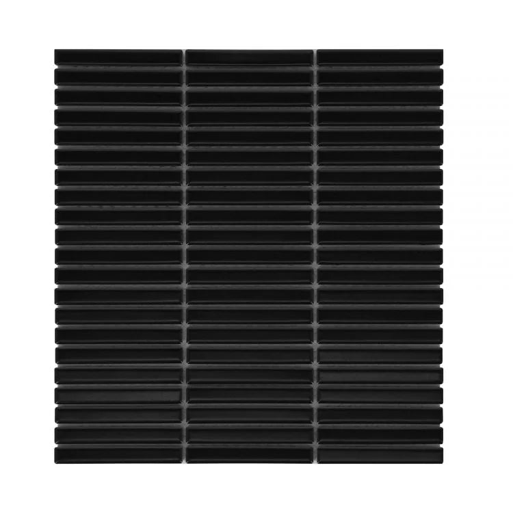 Hulu Black Band 11.25x12 Linear Matte Porcelain Mosaic