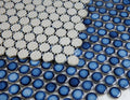 Hulu Blue 1x1 Penny Round Porcelain Mosaic