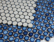 Hulu Blue 1x1 Penny Round Porcelain Mosaic