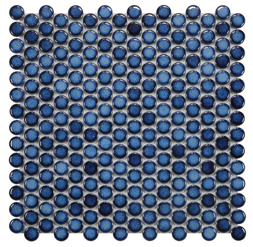 Hulu Blue 1x1 Penny Round Porcelain Mosaic
