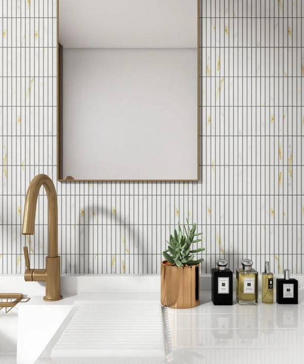 Hulu Calacatta 11.25x12 Band Matte Porcelain Mosaic