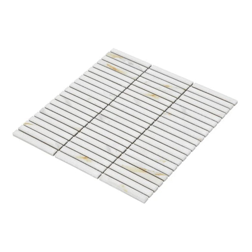 Hulu Calacatta Band 11.25x12 Linear Matte Marble Look Porcelain Mosaic