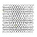 Hulu Calacatta 1x1 Penny Round Matte Marble Look Porcelain Mosaic