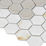 Hulu Calacatta 2x2 Hexagon Matte Porcelain Mosaic