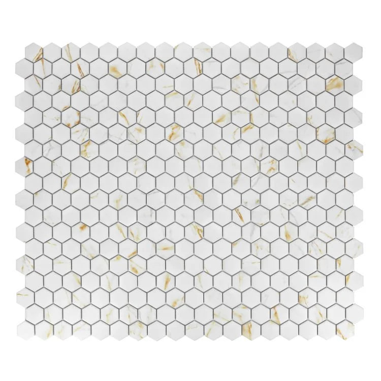 Hulu Calacatta 2x2 Hexagon Matte Porcelain Mosaic