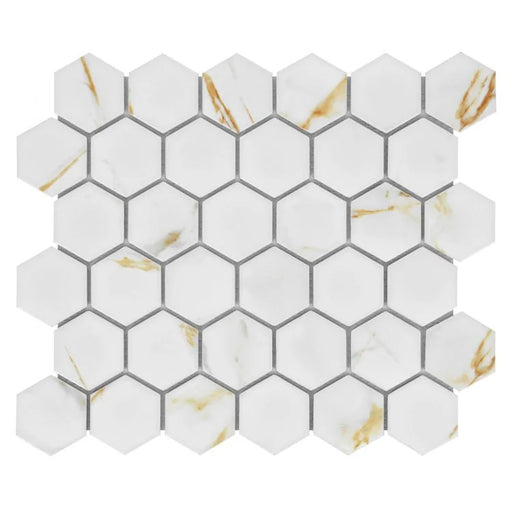 Hulu Calacatta 2x2 Hexagon Matte Porcelain Mosaic
