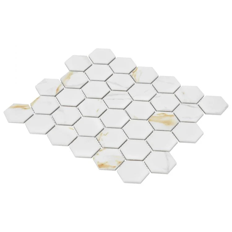 Hulu Calacatta 2x2 Hexagon Matte Porcelain Mosaic