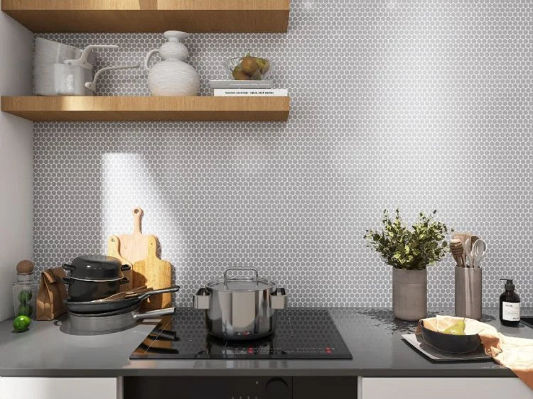 Hulu City Grey 1x1 Penny Round Matte Porcelain Mosaic